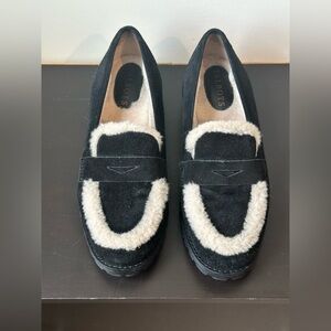 Talbots Black Suede Slip-On Shoes with Sherpa lining details Woman’s size 7.5